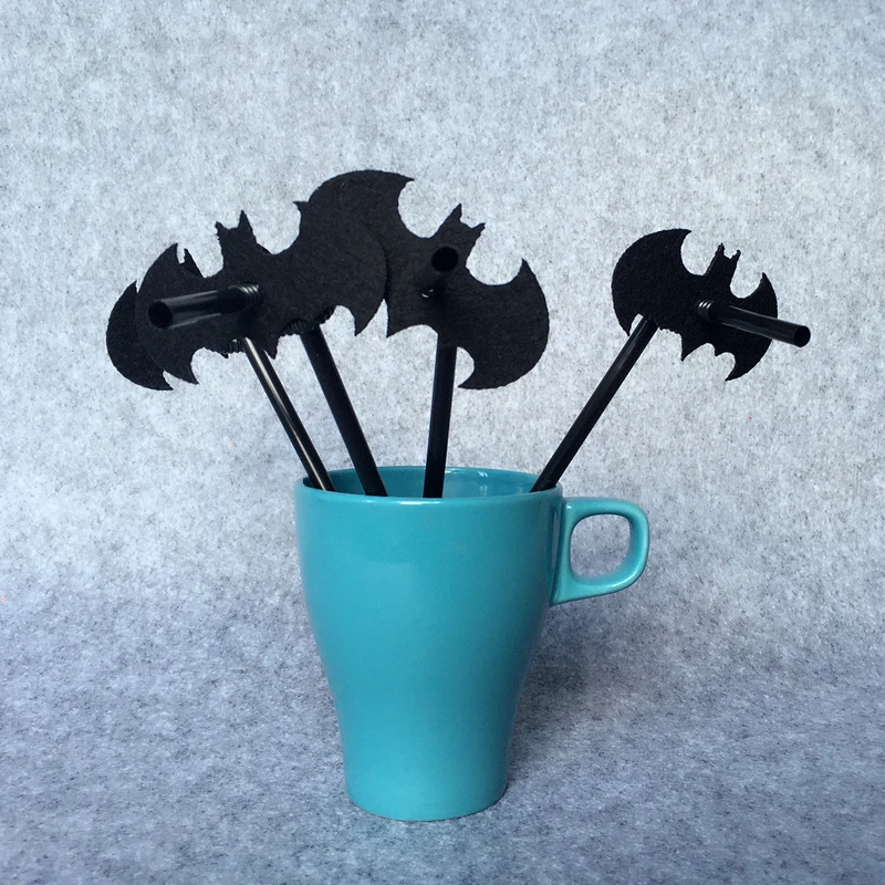 

Freeshipping Batman Halloween Party 20pcs Straw Felt Flag Birthday Party Decoration Bunting supply fabric