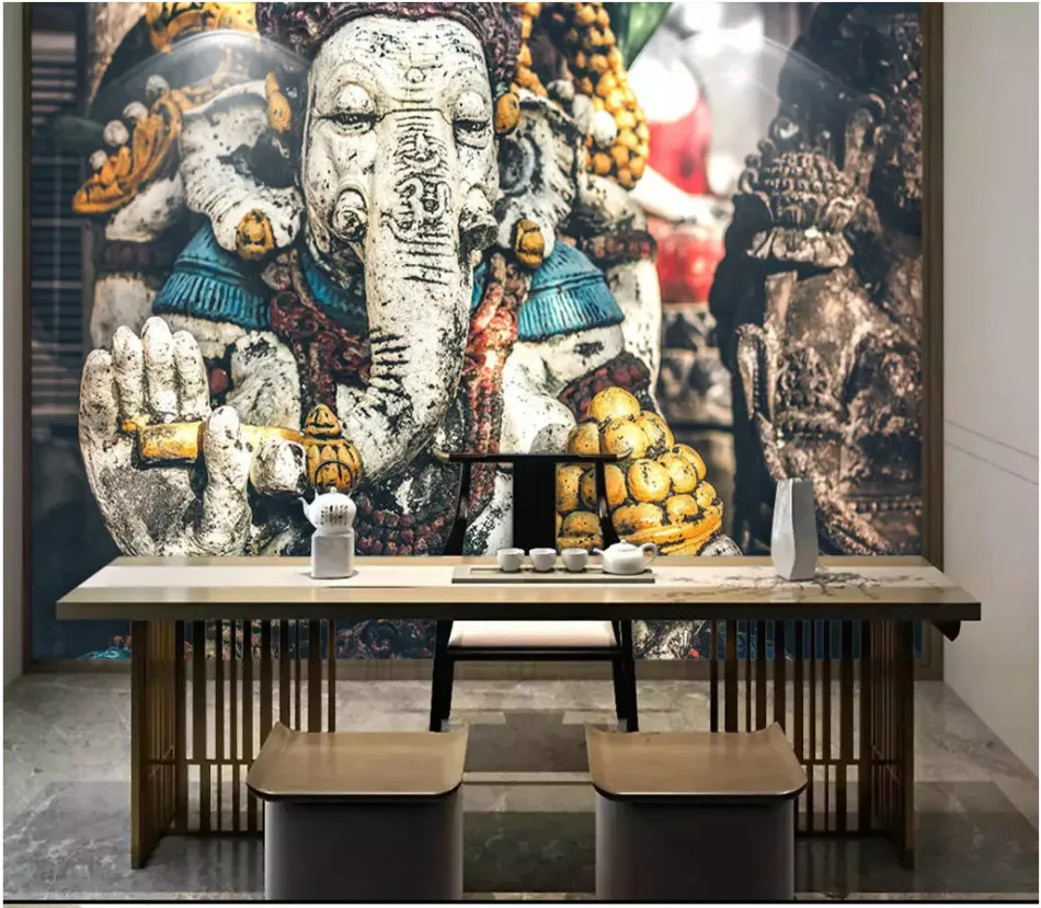 Юго-Восточная Азия, индийский слон, Бог, религиозная статуя храма, задний план, Настенная декоративная живопись, Настенные обои для гостиной