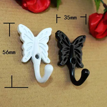 

35*56mm High Quality Butterfly Hooks European Style Antique Mural Hook Cabinets Wardrobe Vintage Coat Handle,Black White,1PC