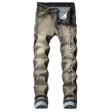 Хлопковые мужские джинсы весна мужская одежда y байкерские потертые узкие джинсовые брюки повседневные брюки Стрейчевые рваные джинсы