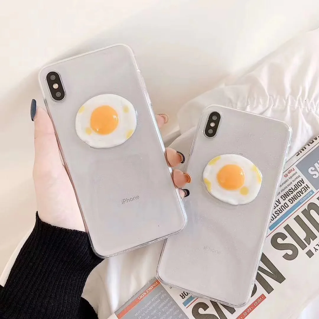 

Simulation Food Fried Eggs Phone Case for iPhone XS MAX XR Transparent TPU Back Cover for iPhone X 8 7 6S 6 Plus Coque Fundas