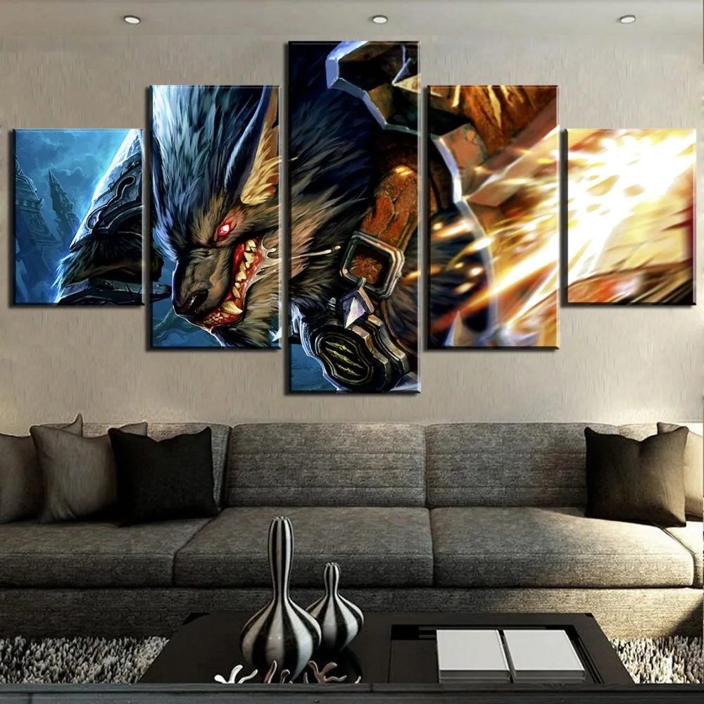 World War Battle DOTA Modern Game color Paintings Poster Wall Print color 5 Panel Home Decorations