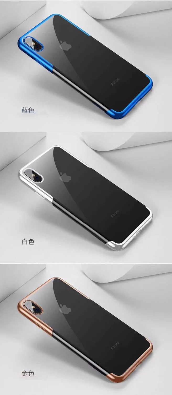 20 шт./лот гальванический трехступенчатый ТПУ для iphone 6 7 8 X XS XR XS Max 6 7 8 plus прозрачный чехол