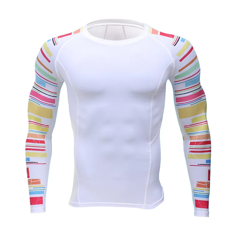 2017 Nejnovější 3D tisk s dlouhým rukávem T košile Fitness muži kulturistika Crossfit značky komprese košile oblečení