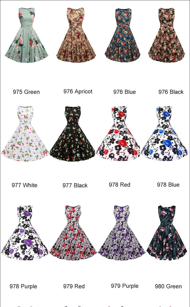 Kostlish Cotton Summer Dress Women 2017 Sleeveless Tunic 50s Vintage Dress Belt Elegant Print Rockabilly Party Dresses Sundress (96)
