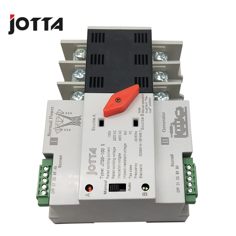 Jotta W2R 3P 110V/220V Мини ATS автоматический переключатель 100A электрические