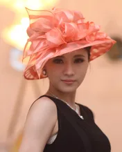 Damen Frauen Organza Hut Derby Kirche Hochzeit Cocktail-abend-partei Strandkleid Kappe Sunmer Breiter Krempe Kind Hut Vintage Fedora