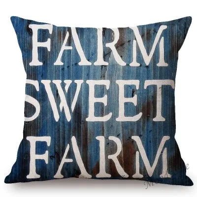 Nordic Farm Animals Sweet Farm Life Rule Principle Letter Art Sofa Throw Pillow Case Retro Cotton Linen Car Pillow Cushion Cover