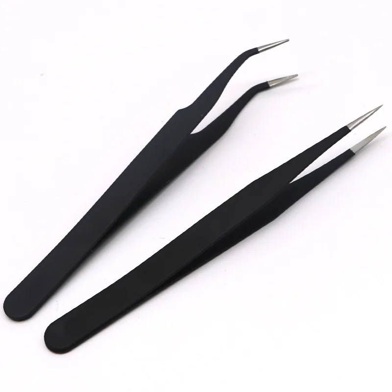 

2Pcs Nail Tweezers Clip Elbow And Straight Nipper Nail Art Manicure Tools Rhinestones Paillette Picking Clip Nail Art Supplies
