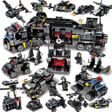 695 шт., обучающая игрушка для детей, блоки, совместимые с Legoeds city Black eagle, специальная команда, самолет, танк, Боевая сила, фигурки, игрушки