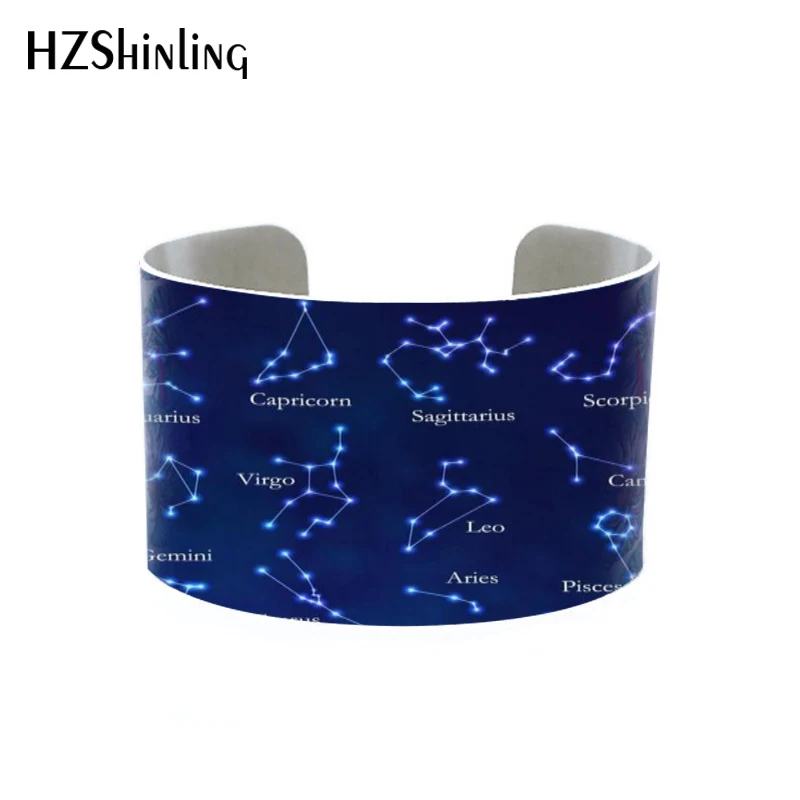 

12 Gemini Zodiac Constellation Bracelet LeoHandmade Bangle Bracelet Horoscope aluminium Expandable Bangle Gemini Jewelry New Age