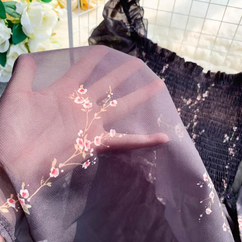 Весна осень Новое Женское платье трапециевидной формы с вырезом лодочкой и цветочным принтом с пышными рукавами женские элегантные шифоновые платья с талией