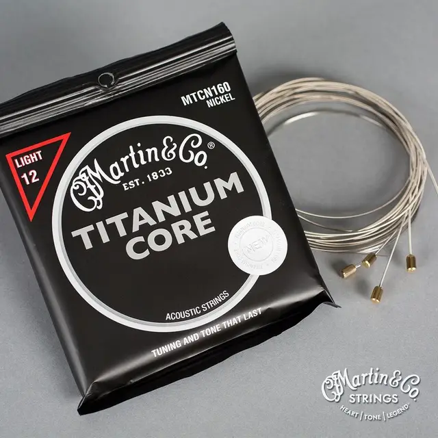 Martin Guitar MTCN160 Titanium Core Acoustic Guitar Strings Nickel Wrap Light Tensionin Guitar