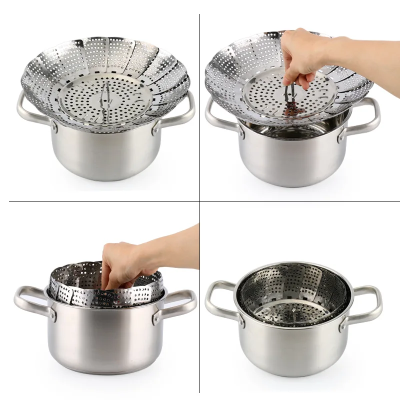 Stainless Steel Steamer Plate Collapsible Steaming Fish Poacher Cooker Food Vegetable Basket Cooking Kitchen Draining Rack Stainless Steel Steamer Plate Collapsible Steaming Fish Poacher Cooker Food Vegetable Basket Cooking Kitchen Draining Rack