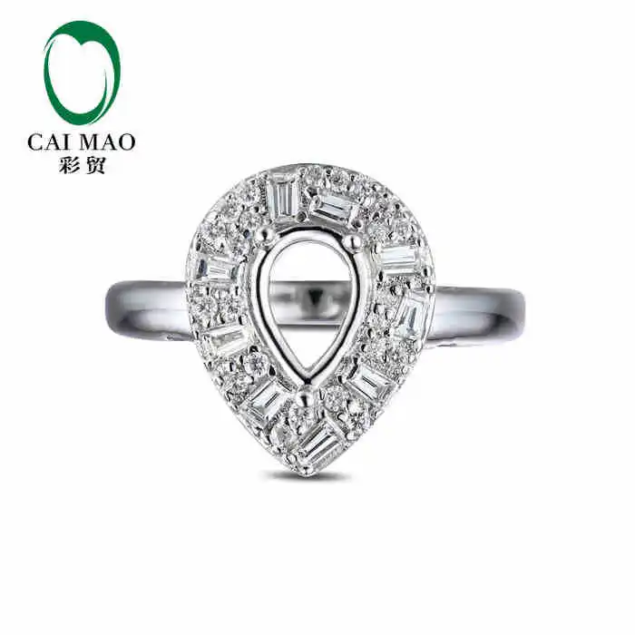 

CaiMao Pear cut Semi Mount Ring Settings & 0.63ct Diamond 18k White Gold Gemstone Engagement Ring Fine Jewelry