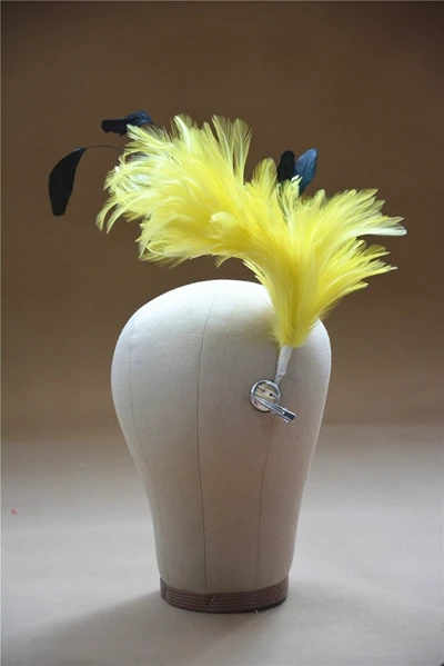 B061 Hackle Coque полосатый перо дерево Pom крепление цветок отделка шляпа Millinery - Цвет: Золотой