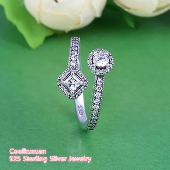 

Spring AAA CZ Crystal Abstract Elegance European Brand Rings Hot New Fashion 925 Sterling Silver Open-ended Rings For Women