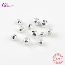 10 шт граненые серебряные бусины 925 пробы, изысканные граненые серебряные бусины, подходят для браслета, ожерелья, рукоделия, изготовления ювелирных изделий