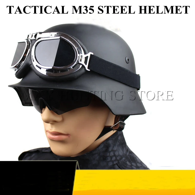 High Quality German M35 Helmet Luftwaffe Steel Helmet Black Tactical