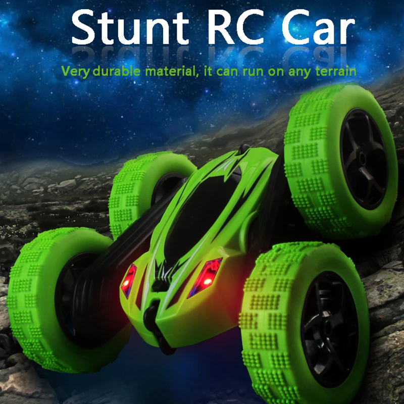 

INKPOT Stunt Double-side Remote Control Roll Car with Flashing LED Lights Durable Off-road 360 Degree Rolling Vehicle Toys D828