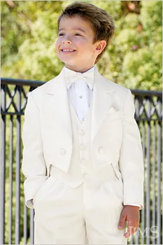 

Custom Made Ivory Tailcoat Kids Tuxedos Handsome Primary Scholar Business Suits Boy Prom Suits (Jacket+Pants+Vest+Tie) K:678