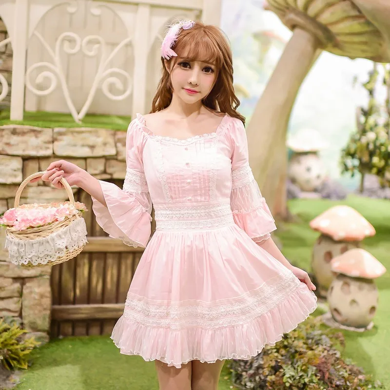 

Princess sweet lolita dress Candy rain original design summer sweet trumpet sleeve fairy style ball gown dress C16AB6054