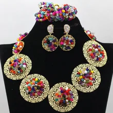 Сказочные Разноцветные кристаллы бисерное ожерелье Серьги Браслет Ювелирный Набор Мода эффектное ожерелье набор WA671