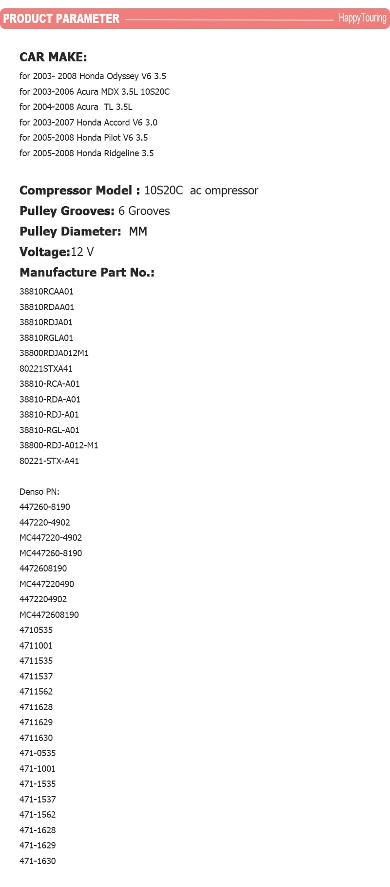 PRODUCT PARAMETER