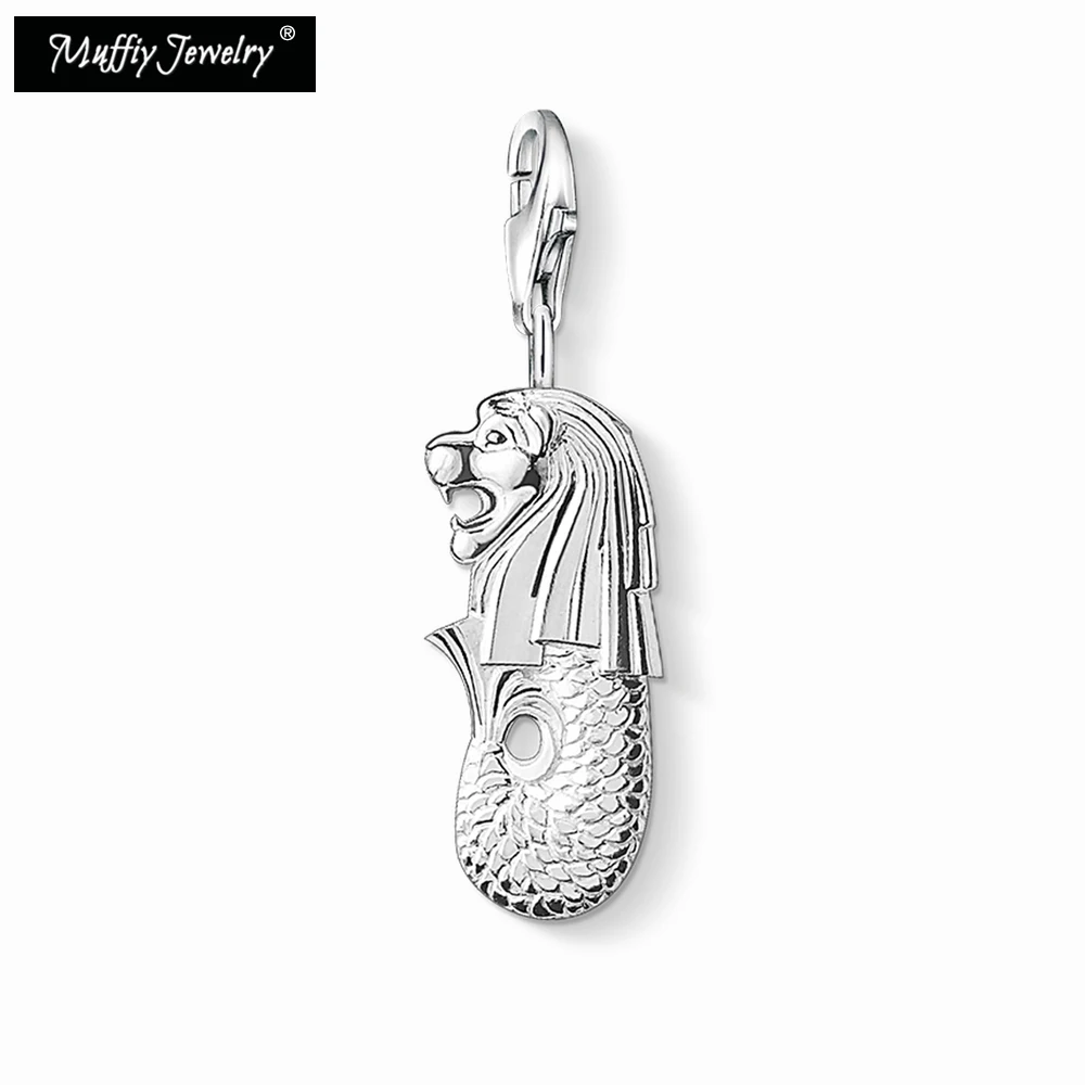 

Mermaid & Lion Merlion Charm,2019 Fashion Good Jewelry For Women Men,Singapore Trendy Gift In 925 Sterling Silver Fit Bracelet