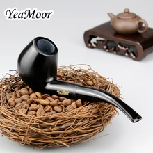 YEAMOOR трубка из черного дерева 9 мм фильтр изогнутая курительная трубка деревянная табачная трубка бесплатные инструменты набор черная трубка аксессуары для табака