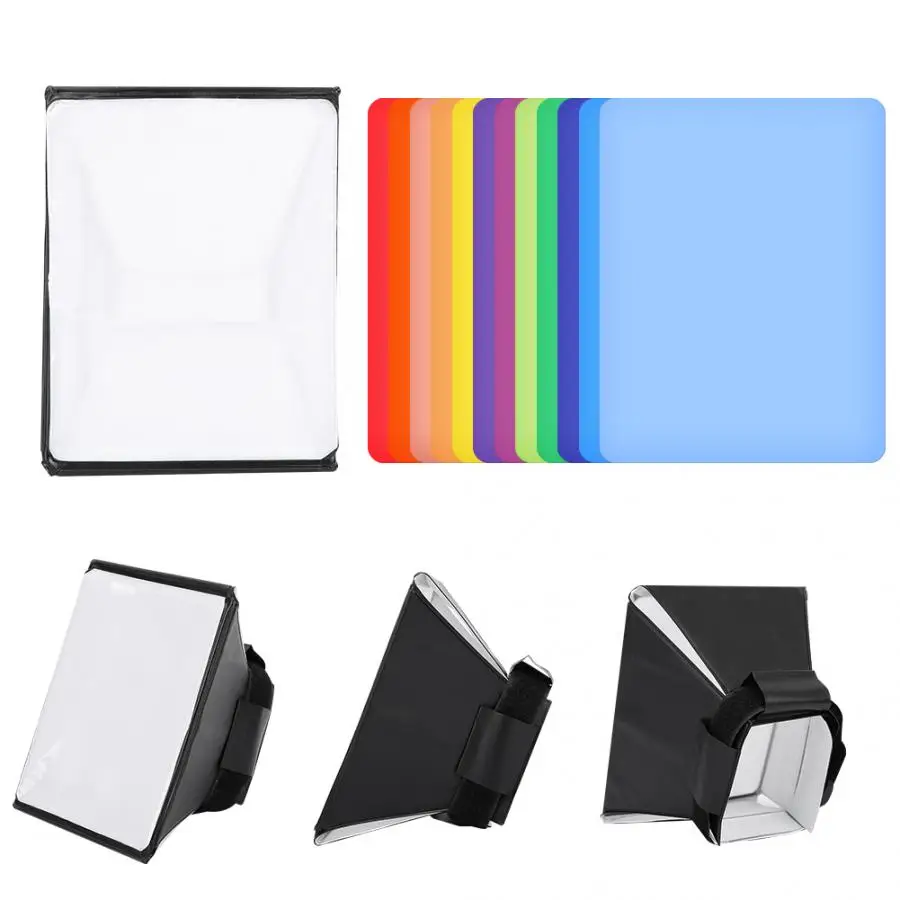

Portable Foldable Mini Soft Flash Light Diffuser Softbox Camera Studio 12 Colors Filter Cloth High Quality