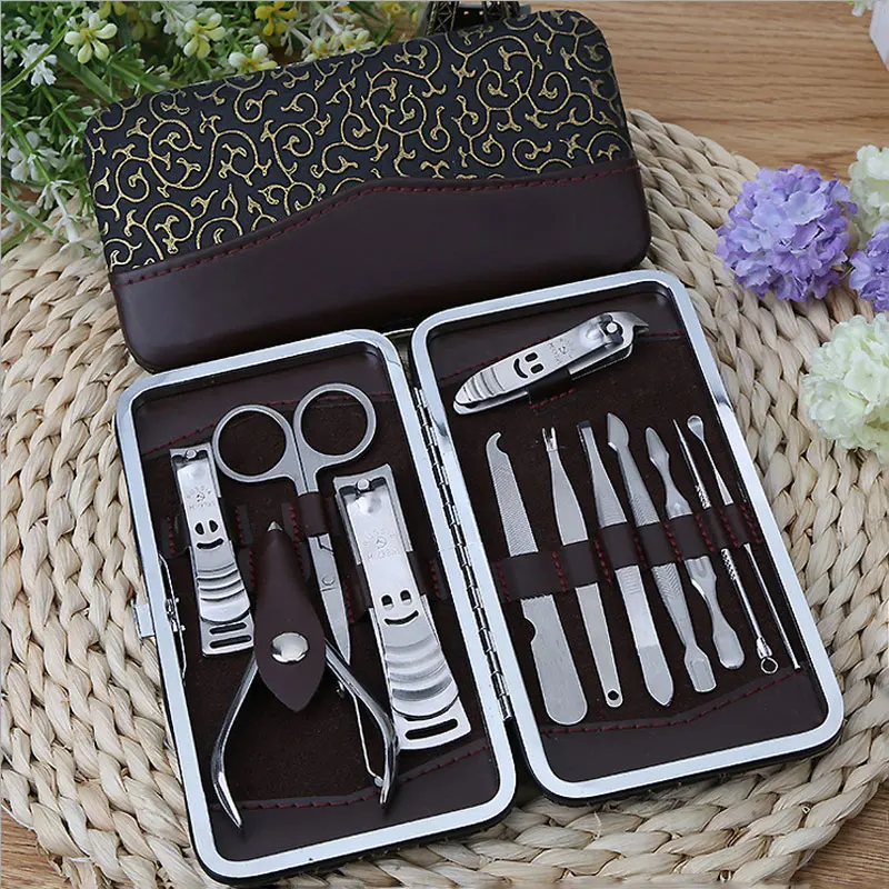 

Professional Stone Pattern Case 12 Pcs Nail Clipper Kit Nail Care Set Pedicure Scissor Tweezer Knife Ear pick Manicure Set Tools