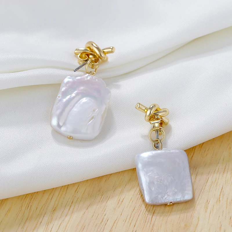 

Flashbuy White Pearl Irregular Shape Drop Earrings For Women Geometric Alloy Bohemian Earrings Wedding Gift Fashion Jewelry