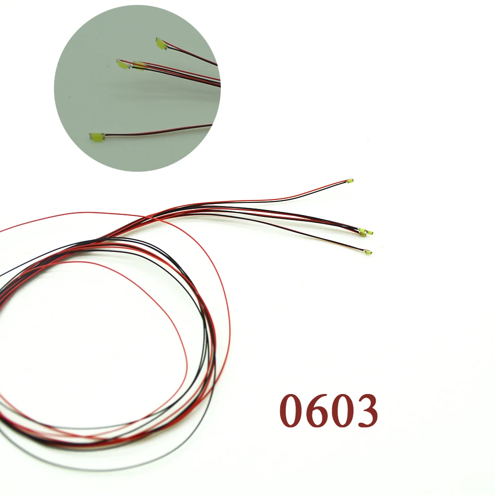 

100pcs 20cm 3v 0603 SMD Model Train HO N OO Scale Pre-soldered Micro Litz Wired LED Leads Wires For Model Railway Eletric Layout