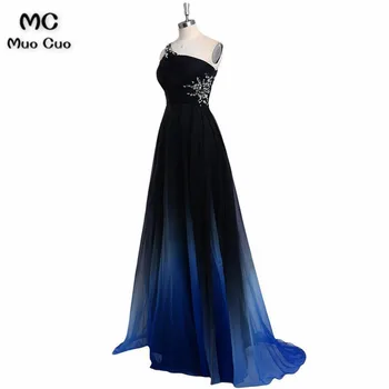 

A-Line One Shoulder Evening Dresses Long Chiffon Beaded Crystals Prom dress for Teens Women's Formal Evening Dress