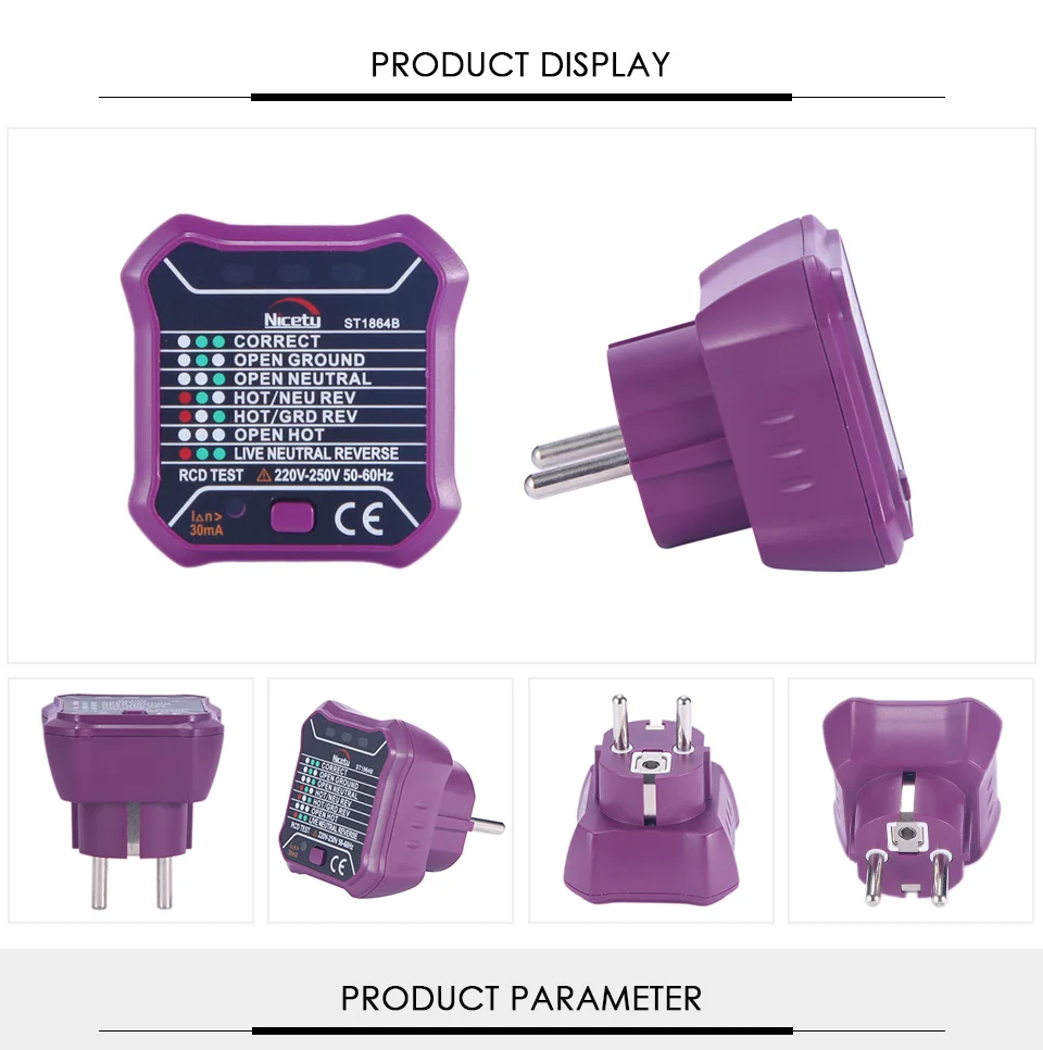 Nicetymeter ST1846B разъем тестовые ers напряжение тестовое гнездо детектор ЕС вилка заземление Zero линия вилка полярность фазовый выключатель проверка
