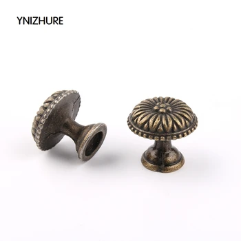 

Ynizhure 10pcs 28*25mm Rushed Sale Furniture Handles Puxador Daisy Dome Antique Handle Drawer Pull Trim Single Hole Alloy