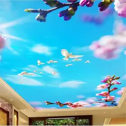 Пользовательские любые размеры 3D стерео голубое небо роспись потолка обои гостиной 3d потолки