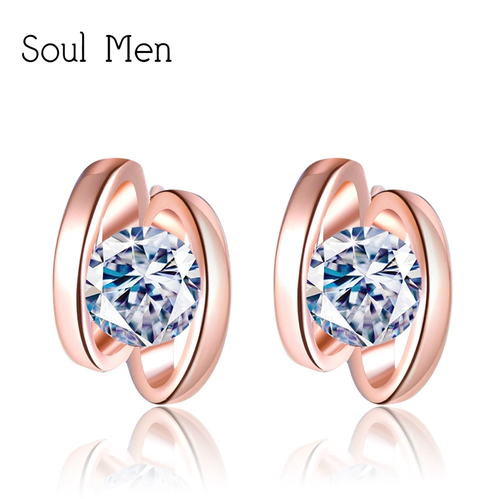 

Soul Men 925 Sterling Silver Stud Earrings For Women New Rose Gold Design Lovely Girls Statement Jewelry Pendientes Plata 925
