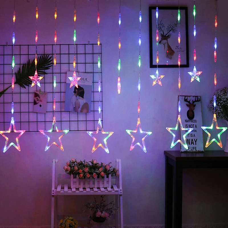 Aliyeye 3M 138LED 220V Christmas Star Icicle String Fairy Curtain Lights Home Holiday Decoration Outdoor Waterproof lighting Aliyeye 3M 138LED 220V Christmas Star Icicle String Fairy Curtain Lights Home Holiday Decoration Outdoor Waterproof lighting