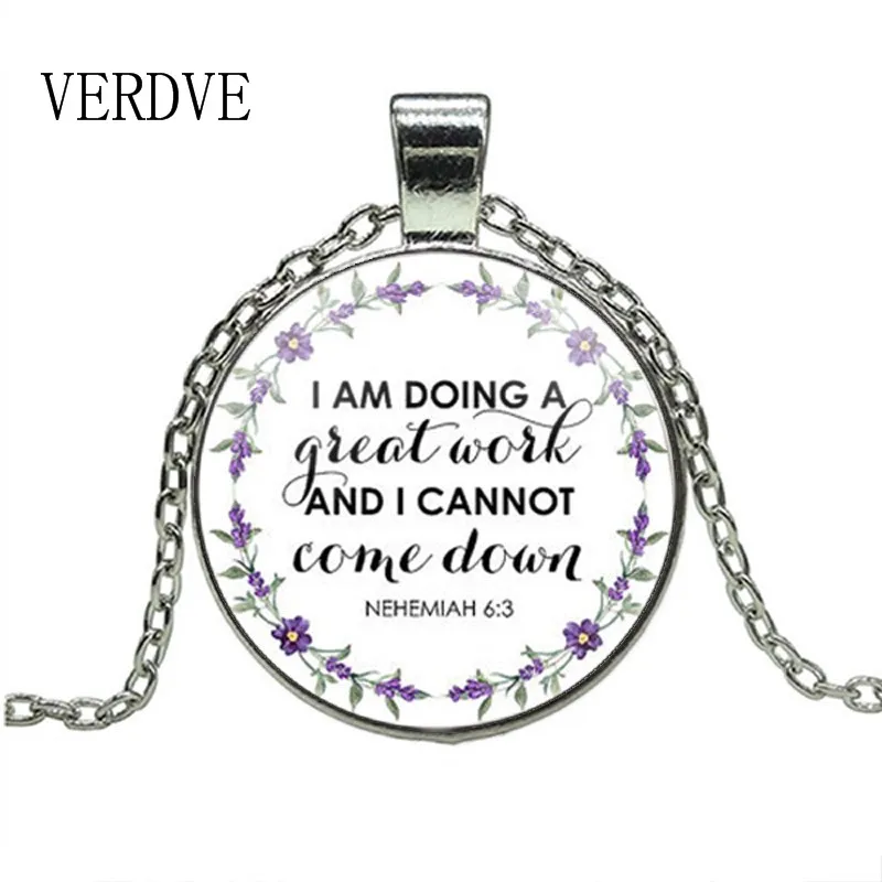 

I am doing a great work and cannot come down Nehemiah 6 3 Bible Verse Necklace Faith Inspirational Jewelry Women Men Gift