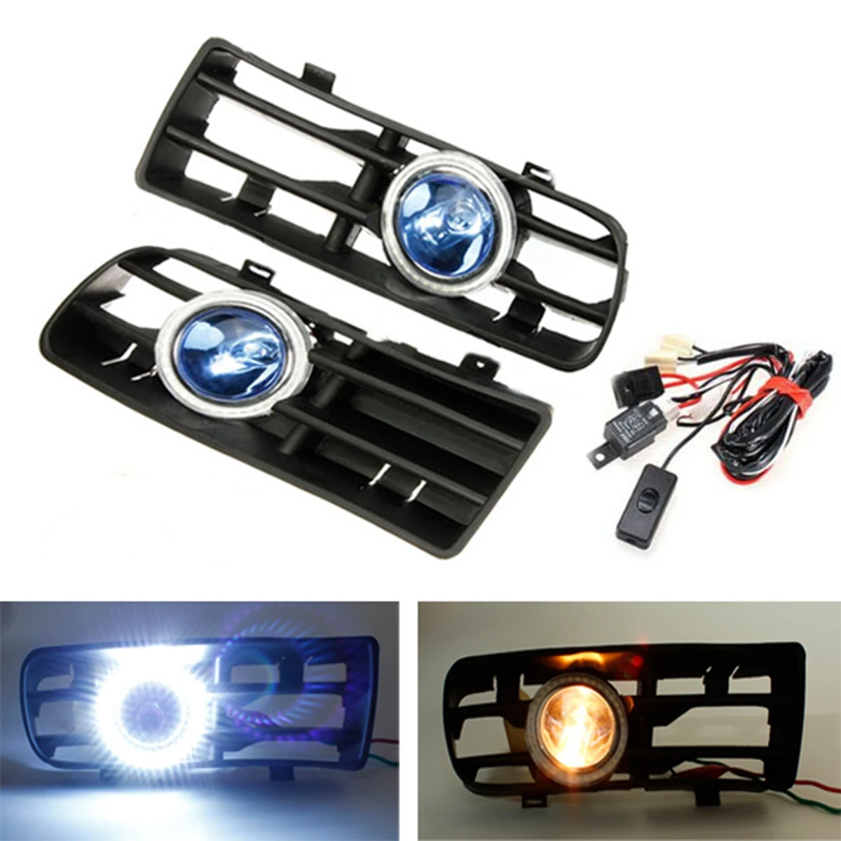 

2Pcs Car-styling Blue LED Fog Lights Front Bumper Grille for VW Golf Angel Eyes Lamp 1998 1999 2000 2001 2002 2003 2004