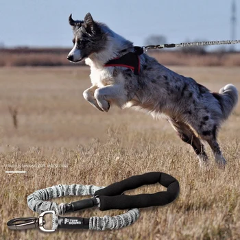 

Tuff Hound Telescopic Traction Rope Suitable For Large Dog Golden Huskies Outdoor Sports Walking Dog Leash Gray + Black Nylon