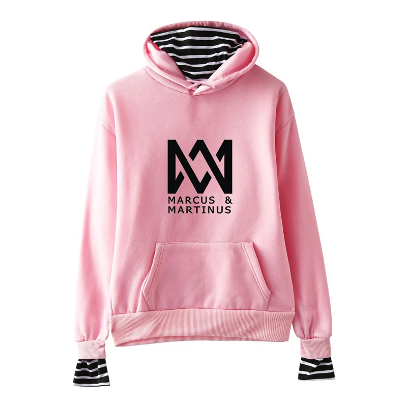 

2019 Marcus & Martinus Hoodies Sweatshirt Women/Men Fake Two Pieces Kpop New Style Print Casual Women Winter Sweatshirt