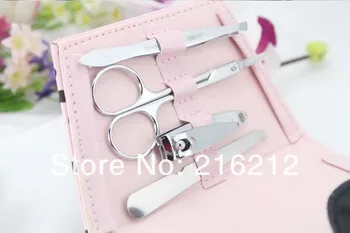 

100sets/lot Pink Polka Purse Manicure Set Pedicure Wedding Favor Gift