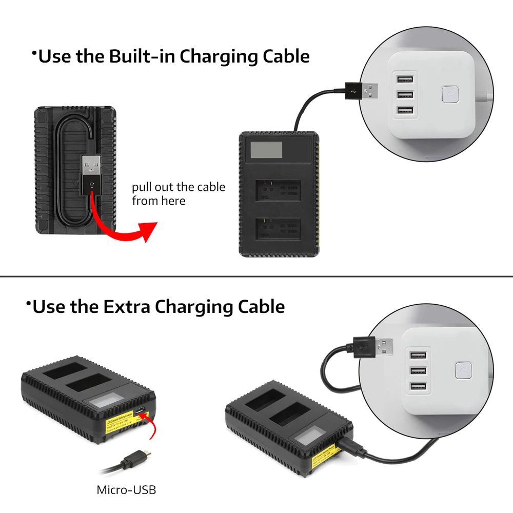 Съемка Смарт ЖК-дисплей двойной порт USB зарядное устройство для GoPro Hero 7 6 5 Экшн-камера зарядная подставка для Go Pro аксессуар