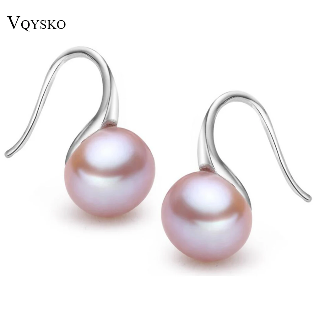 

Silver Pearl Earrings 925 Sterling Silver Elegant Round Love Pearl Drop Earrings for Women Fine Wedding Jewelry Brincos