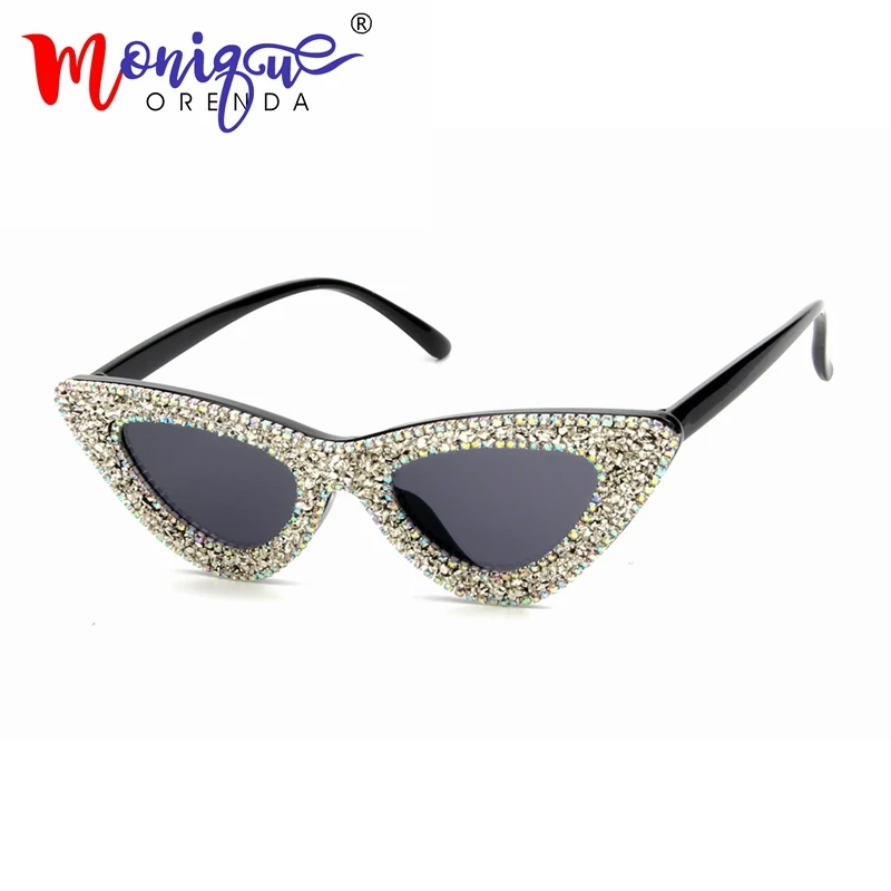 

2018 Cat Eye Sunglasses Women Vintage Brand Small luxury Rhinestone Sunglasses Fashion shades for women Oculos de sol