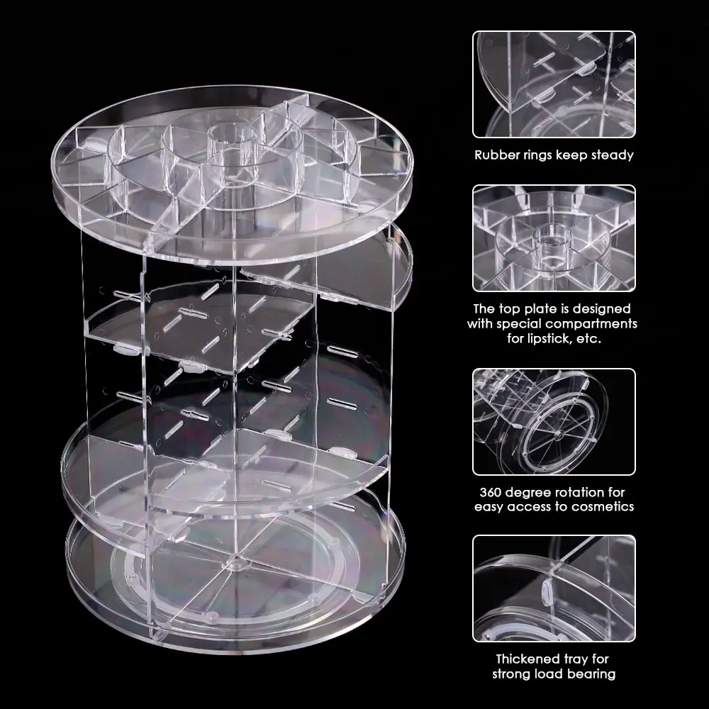 Прозрачный органайзер для косметики вращение на 360 градусов многофункциональная косметическая коробка для хранения Сделай Сам Регулируемый органайзер для косметики
