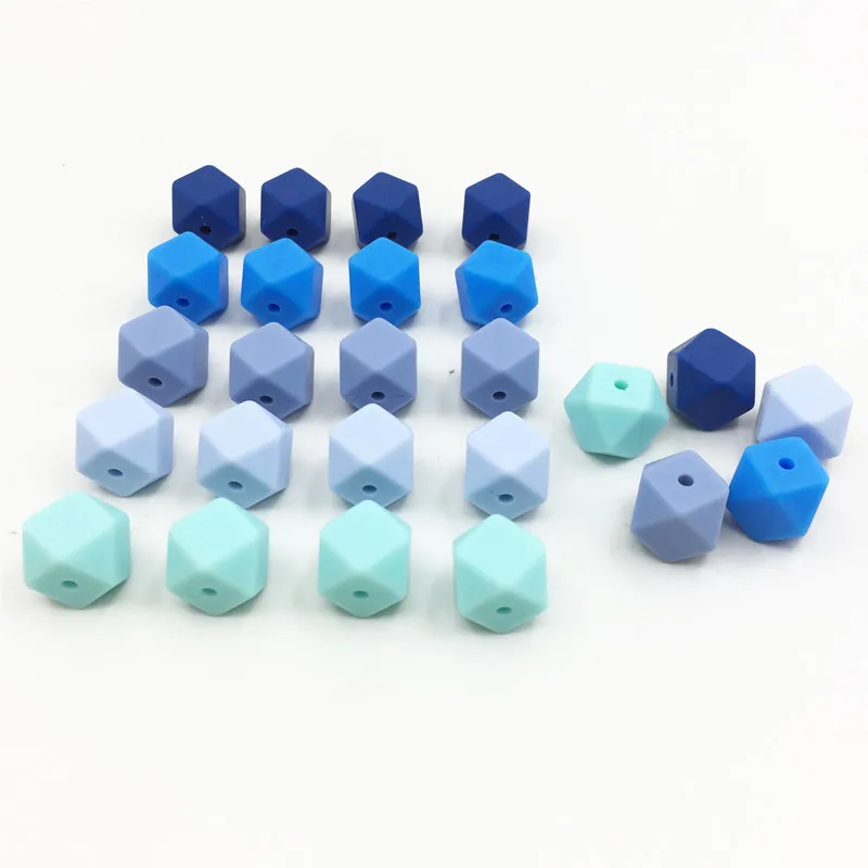 20 шт 13 мм Силиконовые шестигранные шарики без бисфенола силиконовые геометрические бусины для детей жевательные прорезыватели ожерелье мама DIY Набор Бусин - Цвет: candy colors 6